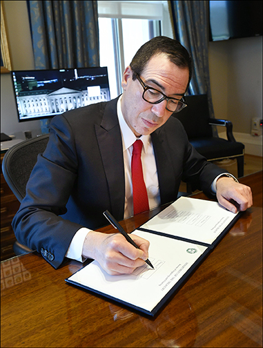 Secretary of the Treasury Steven T. Mnuchin gives BEP his signature.