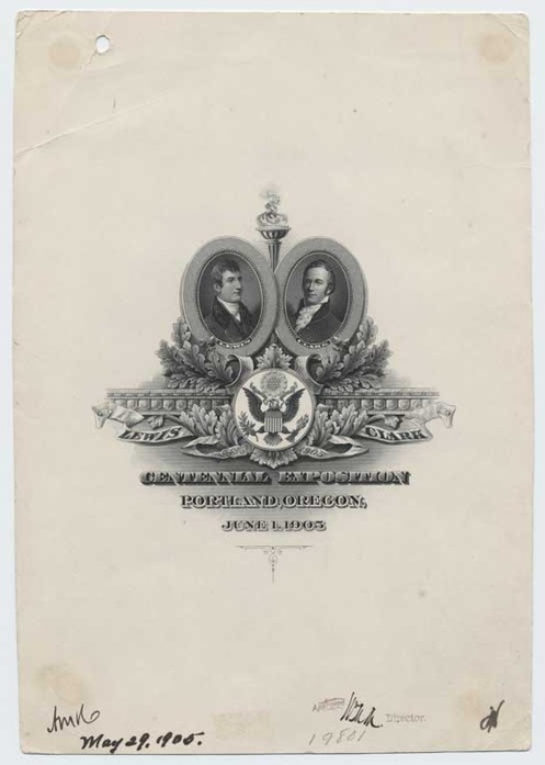 Approved plate proof, Lewis and Clark Centennial Exposition, Portland, Oregon, 1905