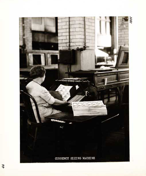 Photographic Print, Currency Sizing Machine, c. 1931.