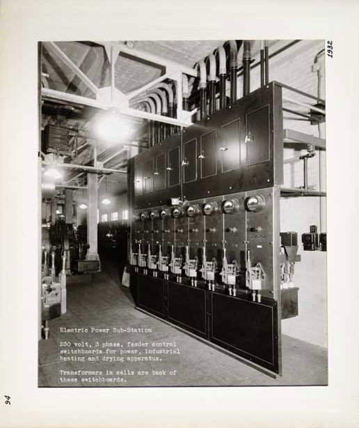 Photographic Print, Electric Power Sub-Station, 230 volt, 3 phase, feeder control switchboards for power, c.1932