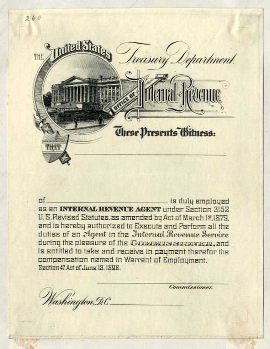 Proof, Agent's Commission, Internal Revenue Service