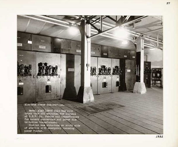 Photographic Print, Electric Power Sub-Station, metal clad 13200 volt bus with truck type oil switches, c.1932