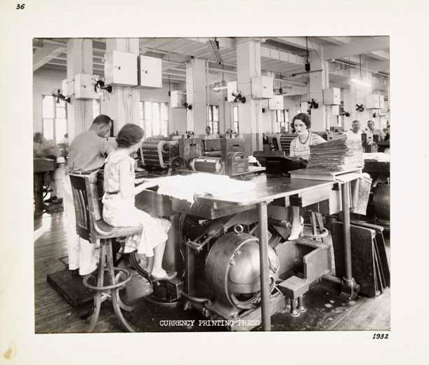 Photographic Print, Currency Printing Press, c. 1932.