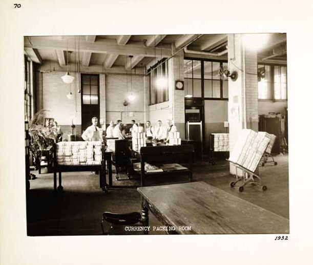 Photographic Print, Currency Packing Room, c. 1932.