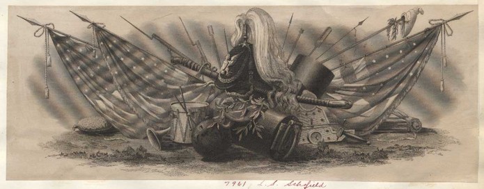 Proof, vignette, Flags, Cannons, etc. For President's Commission for Army Officers