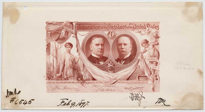 Approved plate proof, Admission Card to Inauguration of McKinley
