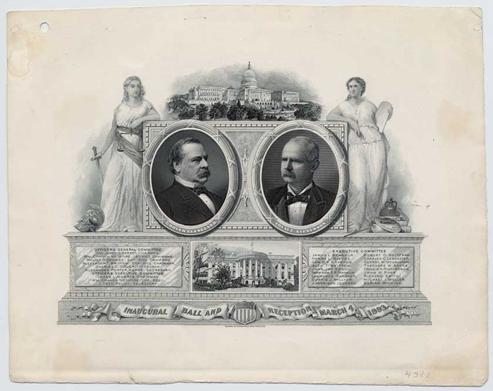 Plate proof, Souvenir Card for the Second Inaugural Ball for Grover Cleveland and Adlai Stevenson