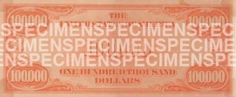 $100,000 Gold Certificate Back