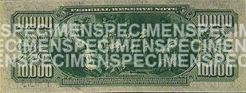 $10,000 Note 1918 Back