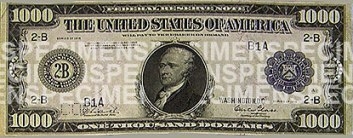 $1,000 Note Face (Blue Seal)