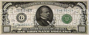 $1,000 Note Face (Green Seal)
