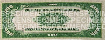 $500 Note Back (Green Seal)