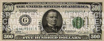 $500 Note Face (Green Seal)