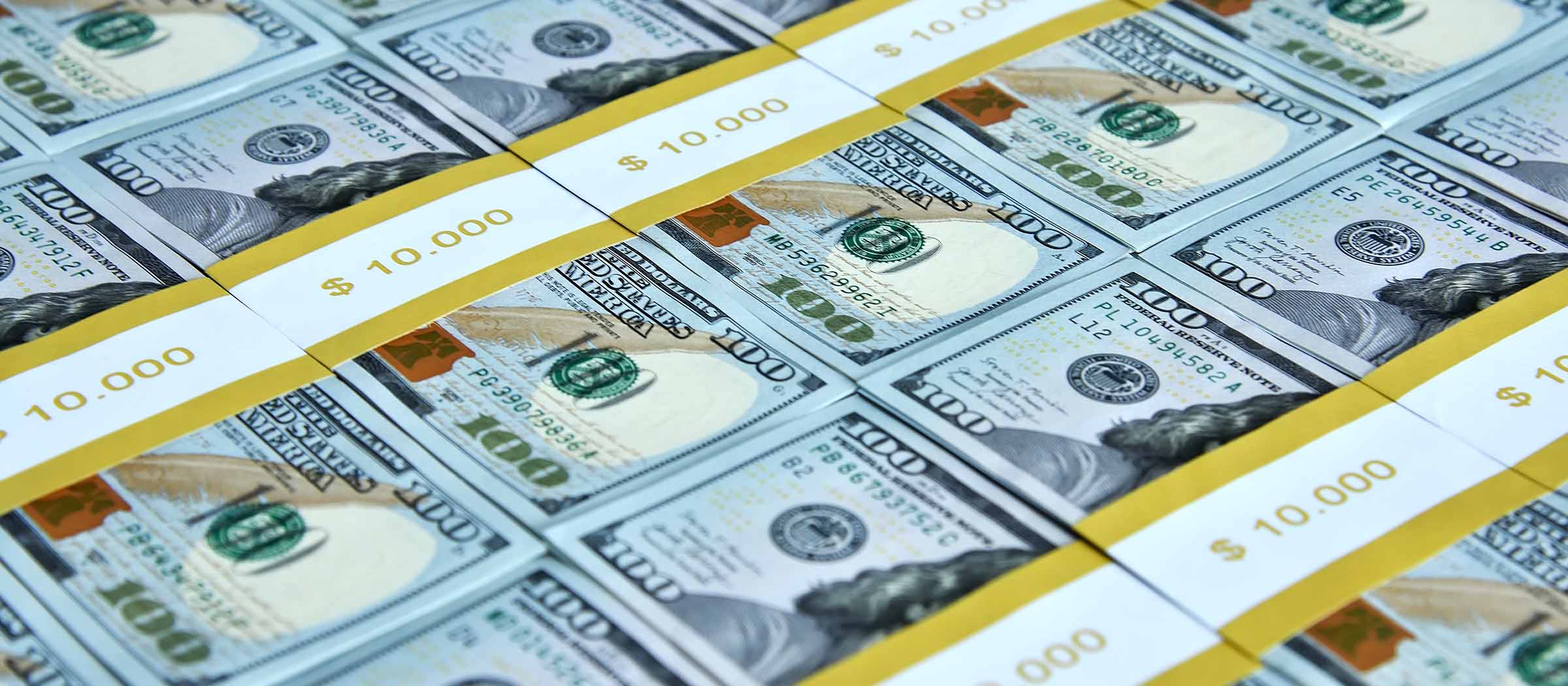 Stacks of $100 bills