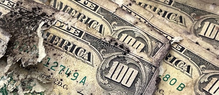 Mutilated $100 bills